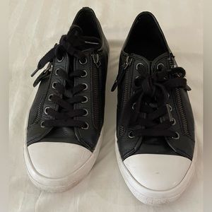 Coach Black Leather Sneakers with zippers on the side